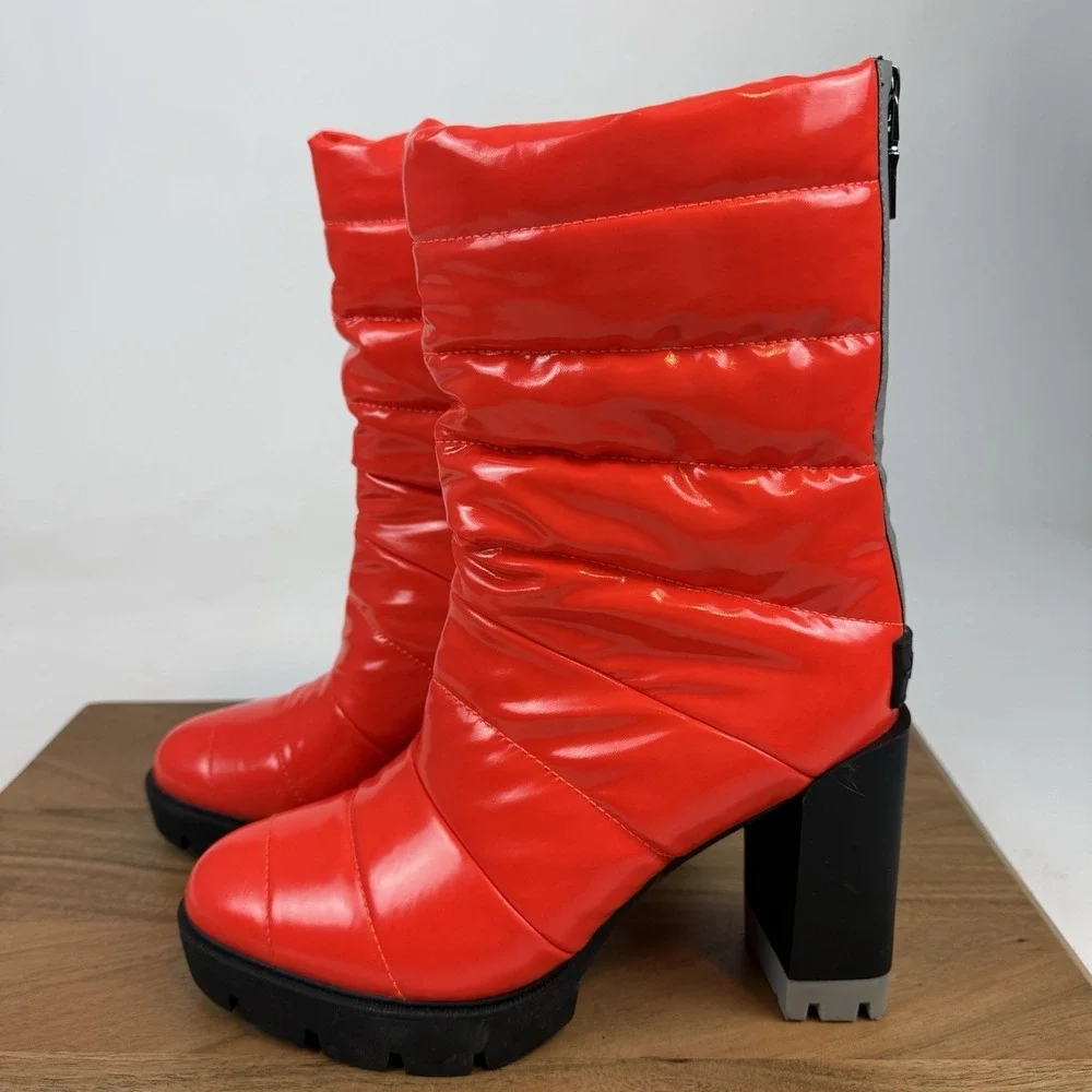 Womens Naturalizer X Think Royln Crosswalk Platform Orange Boots Shoes Sz 7